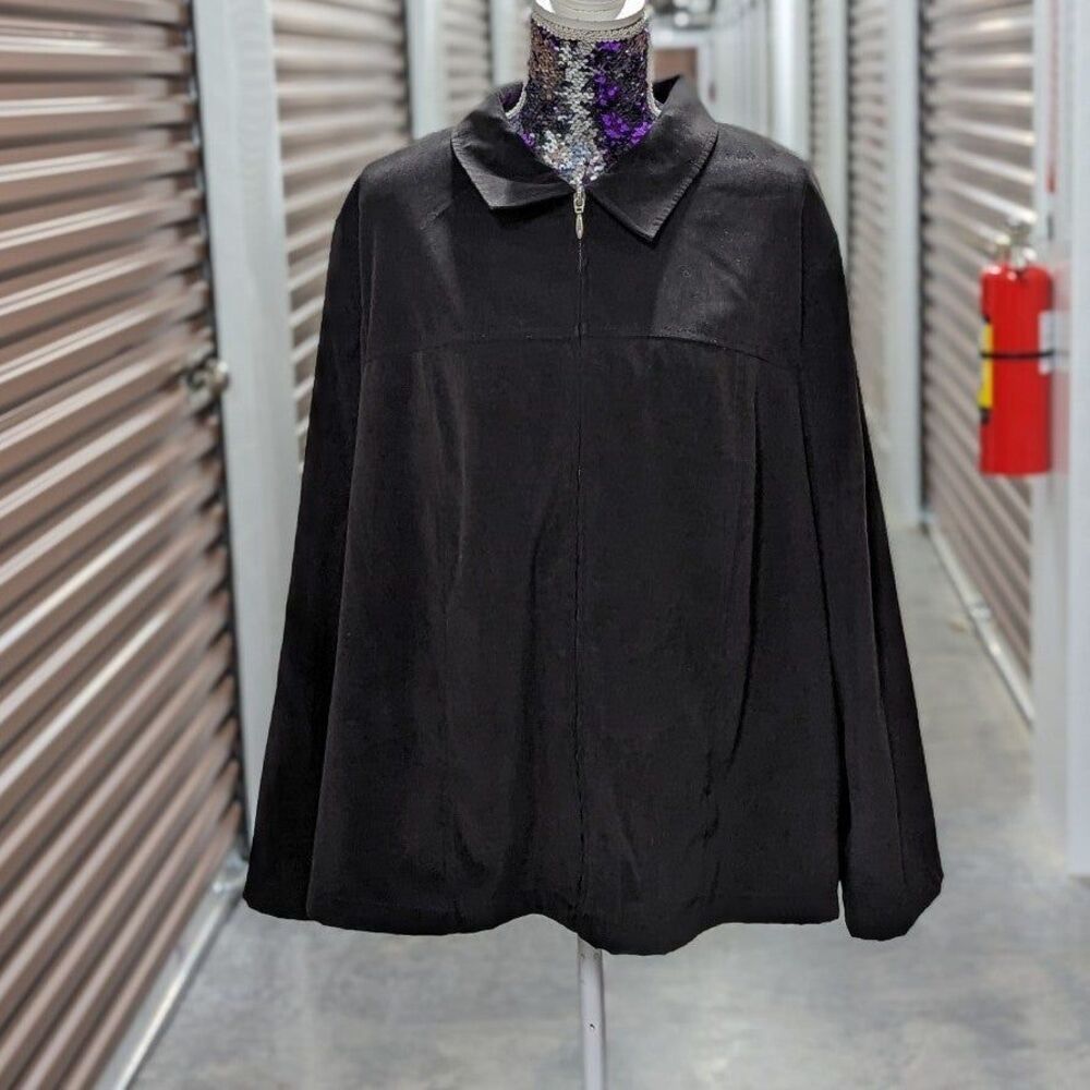 Black Y2K Minimalist Goth Grunge‎ Plus Size Faux Suede Jacket Normcore Capsule